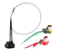 Varita interactiva para gatos - Juguete de base de succión de modo dual, cebo desmontable para pájaros, caña elástica de chasis | Ejercicio de enriquecimiento para gatos jóvenes, práctica de enfoque