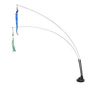 Varita mágica de plumas de gato con ventosa ,flexible y divertida ,con doble extremo y base potente para gatitos (alas de escamas verdes y oruga azul)