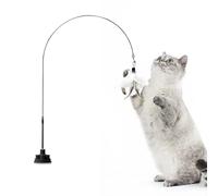 Varita para gatos | Varita de cuerda para gatos con campana, suministros indestructibles para mascotas, juguete interactivo para gatitos con ventosa para jugar aburrimiento