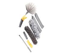 Varita para Quitar el Polvo, Plumero con Poste de Extensión, Plumero de Largo con Diseño Extensible, Kit de Plumero de Microfibra de 9 Piezas, Plumero Telescópico, Herramienta