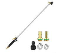 Varita pulverizadora de acero inoxidable para manguera de jardín, boquilla de niebla ajustable con mango de bloqueo, púas de 1/4 3/8 y conector de 1/2, extensión de riego resistente para limpieza de