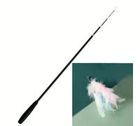 Varita Telescópica para Gatos de 4 Secciones con Plumas Artificiales, Campanas y Plumas de Plástico - Extensible para Juego Interactivo, para Gatitos y Gatos, Uso Exterior (No /)