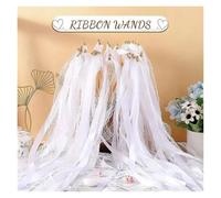 Varitas de Cinta 10/20/50 varitas mágicas de cinta hadas, remolino encaje y campana for fiestas bodas para la boda, fiesta, vacaciones, actividades(WHITE,10pcs)