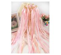 Varitas de Cinta 10/20/50 varitas mágicas de cinta hadas, remolino encaje y campana for fiestas bodas para la boda, fiesta, vacaciones, actividades(Pink,20pcs)