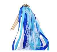 Varitas de Cinta White Lace Ribbon Wands with Golden Silver Bells, Fairy Streamer Stick for Wedding Party(Color1,50pcs)