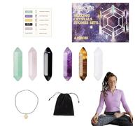 Varitas de de piedra natural,Varita de de meditación - Piedra de de equilibrio de energía de puntos hexagonales | es pulidos de piedra de natural para Reiki, meditación, decoración del hogar