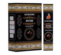Varitas de Incienso Oudh Masala ayurvédico - 12 x 15 Varillas | Agarbatti Hecho a Mano con Fragancia de oudh | Ideal para puja, Yoga, meditación y oración. con Pegatina Kajal