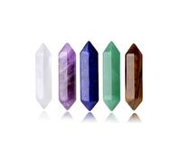 Varitas hexagonales de punta de cristal de 30 mm, piedra natural de columna, puntos hexagonales a granel, equilibrio de chakras, brujería, terapia, decoración, regalo de escritorio, 5 unidades