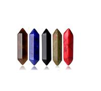 Varitas hexagonales de punta de cristal de 30 mm, piedra natural de columna, puntos hexagonales a granel, equilibrio de chakras, brujería, terapia, decoración, regalo de escritorio, 5 unidades