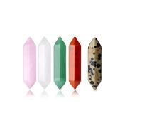 Varitas hexagonales de punta de cristal de 30 mm, piedra natural de columna, puntos hexagonales a granel, equilibrio de chakras, brujería, terapia, decoración, regalo de escritorio, 5 unidades