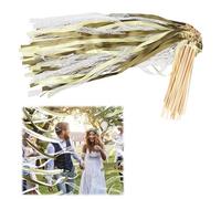 Varitas Mágicas de Boda 50 Piezas, Varitas de Cinta con Campanas, Reutilizable Serpentinas de Cintas de Boda, Serpentinas de Varitas de Encaje de Hadas Varitas Mágicas para Bodas, Cumpleaños, Navidad
