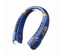 VarityMart Ventilador de cuello sin aspas, mini ventilador eléctrico recargable por USB, portátil, manos libres, para uso doméstico y exterior, color negro (azul)