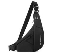 VARLIVOO Bandolera Hombre Antirrobo, Bolso Cruzado Pequeño para Hombre, Bolsa de Pecho Impermeable para Trabajo, Viaje y Uso Diario Negro A