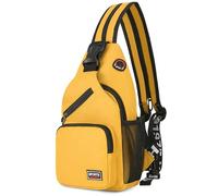 VARLIVOO Bolsos de Hombro para Mujer Pequeña Sling Bag Bolsos Cruzados Bandolera Bolsa de Pecho Crossbody Bolsa con Orificio para Auriculares Viajar Sling Backpack Poliéster Amarillo