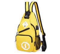 VARLIVOO Moda Bolsos de Hombro para Mujer con Puerto USB Sling Bag Bolsos Cruzados Bandolera Bolsa de Pecho Crossbody Bolsa Viajar Senderismo Sling Backpack Impermeable Poliéster Amarillo