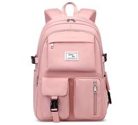 VARLIVOO Niña Mochila Estudiante Mochila 15,6" Portátil Universitaria Mochila de Mujer Adolescentes Mochila Escuela Viajar Colegio Cámping Impermeable Poliéster Rosa