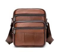 VARLIVOO Retro Bolso Hombre Bandolera Pequeña Bolsa de Hombro Piel Genuina Negocios Bolso Cruzado Casual Bolso Mensajero Bolsa Crossbody Cuero para Trabajo Viajes Diario Man Bag Marrón A