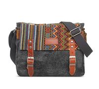 VARLIVOO Retro Bolsos de Hombro para Hombre Bolsa de Mensajero Bolsas Cruzados Bolso de Bandolera Conmutar Trabajo Escuela Viaje Ciclismo Colegio Múltiples Bolsillos Lona Gris