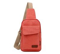 VARLIVOO Retro Hombre Bolsos de Hombro Mujer Sling Bag Canvas Bolsa de Pecho Pequeña Mochila Cruzada Lona Bolso Bandolera Ligero Crossbody Bolsa para Deporte Viaje Camping Ciclismo Naranja