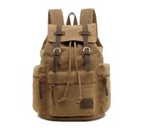 VARLIVOO Retro Hombre Mochila Estudiante Mochila 15,6" Portátil Universitaria Mochila de Hombre Viajar Colegio Cámping Lona Marrón A