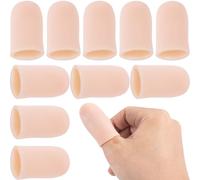 VARMDUKKE 10 protectores de dedos, fundas de silicona para los dedos, vendaje reutilizable para heridas, protector corto de pulgar para aliviar el dolor de grietas en los dedos (beige)
