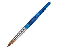varnishea Pure Kolinsky Hair - Cepillo de uñas acrílico azul y blanco con mango de remolino plateado con virola plateada, pinceles de manicura profesional para arte de uñas, polvo, aplicación acrílica