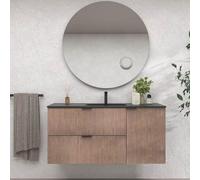 VARO BATH | Mueble de baño suspendido Vito - Bicolor BASTILLA-Negro con Lavabo Porcelana Blanco/Negro (2 Cajones + 1 Puerta) (Lavabo Negro, 80 de Ancho)