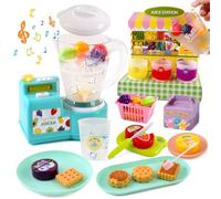 Varrotoy Accesorios de Cocina Niños, Juego de Imitación Niñas 3 4 5 Años, Juguete Exprimidor Infantil con Frutas para Cortar y Alimentos Cambio de Color, Regalos Creativos