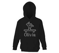 Varsany - Sudadera con capucha para gimnasia personalizada, diseño de rayas, ideal para regalo de ballet, danza, gimnasia, negro, 7/8 años