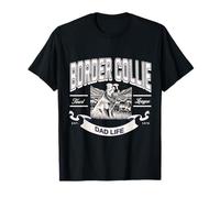 Varsity Border Collie Dad - Fuente retro azul marino y blanco Camiseta