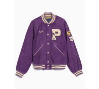 Purple Chaqueta de pana de estilo universitario S