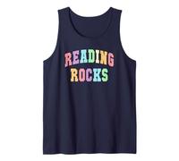 Varsity READING ROCKS Maestra de primaria Enseño a estrellas de rock Camiseta sin Mangas
