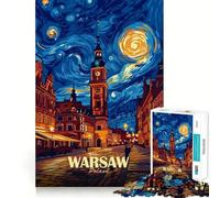 Varsovia Polonia Rompecabezas artístico Noche Estrellada para Adolescentes 1000 Piezas Estimula la Mente Diversión Corte Limpio Componentes Resistentes Actividad conmovedora para Compartir en Grupo