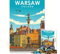 Varsovia, Polonia Rompecabezas de 1000 Piezas para Adultos y Adolescentes Entrenamiento Mental Escape Sereno Corte láser Bonito Regalo (38x52cm)