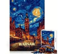 Varsovia, Polonia Rompecabezas de Arte Noche Estrellada de 1000 Piezas para Adultos Diversión Intelectual, distracción Relajante, Corte preciso, Regalo Original (50x75cm)