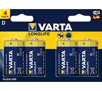 Varta 4120 - Pack de 4 Pilas alcalinas, tamaño D, Color Amarillo
