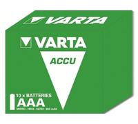 Varta 567031011111 - Pack de 10 Pilas Recargables AAA (800 mAh), Color Verde