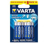 Varta - Batería alta energía alcalinas AA LR06, 6 unidades/paquete