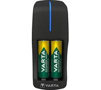 VARTA Cargador de Pilas, incl. 2X AAA 800mAh, cargador para pilas recargables, carga 2 AA/AAA simultáneamente, Mini Charger
