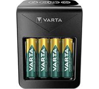 VARTA Cargador de Pilas incl. 4X AA 2100mAh recargables, cargador para pilas AA/AAA/C/D/9V recargables y dispositivos USB, Power on Demand LCD Charger+, carga a ranura única