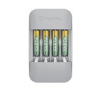 VARTA Cargador para 4 AA/AAA Pilas Recargables, Eco Charger Pro Recycled