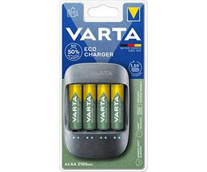 Varta Eco - Cargador para 4 Pilas Ni-MH AA/AAA, 50% Bioplástico (+4xAA 2100 mAh)