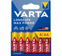 VARTA Longlife MAX Power Pilas alcalinas AA (6 Unidades, 1,5 V Ideal para cámara Digital, Controlador, Monitor de presión Arterial, Embalaje sin plástico)