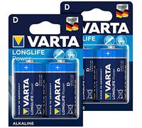 Varta Longlife Power - Lote de 4 Pilas Alcalinas Mono/D/LR20 (1,5 V)