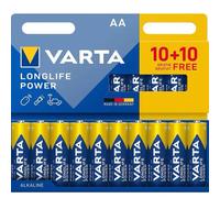 Varta Pilas alcalinas Longlife Power AA 1,5 V – 20 unidades, sin plástico, ideal para cámara digital