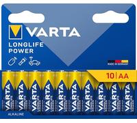 Varta Pilas alcalinas Longlife Power AA 1,5 V – Paquete 10 (sin plástico)