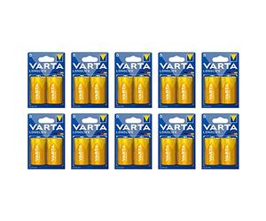 VARTA - Lote de 10 ampollas de 2 Pilas Longlife Extra 4120 Mono D LR20