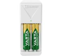 VARTA Mini Charger para 2 Pilas Recargables AA, AAA NiMH (Incl. 2 Pilas AA 2100 mAh), Enchufe UE