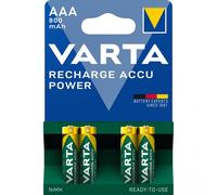 Varta Pila precargada AAA Micro de Ni-Mh Rechargeable Ready2Use (paquete de 4 unidades, 800 mAh), recargable sin efecto de memoria - Listo para usar