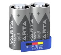 Varta Pack de 2 Pilas Litio 3V CR123A 1430 mAh para Aparatos Eléctricos, Plata